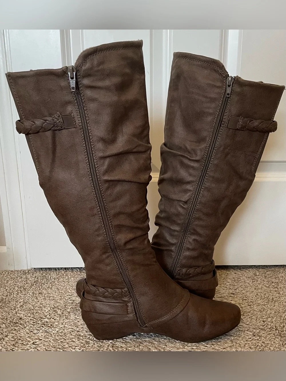 BareTraps Shania Brown Slouchy Knee High Riding Boots Size 10 Worn 1 Time